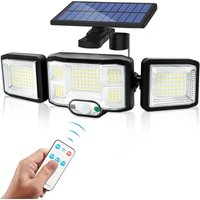 Solar Außenleuchte Wandleuchte LED-Leuchte 3 Köpfe 192 LEDs Bewegungsmelder Sicherheitsflutlicht Beleuchtung IP65 Wasserdicht Solarbetriebene Lampe von AIMOONSA