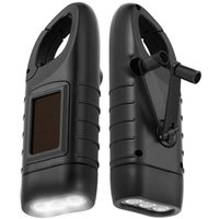 Solar-Taschenlampe, 2er-Pack, Solar-LED-Taschenlampe und Handkurbel, wiederaufladbare Taschenlampe für Outdoor-Aktivitäten, Notfalllampe – Schwarz von AIMOONSA