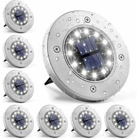 Solarleuchte 12 LEDs 8 Stück Weiß Solar Bodenleuchten Wasserdicht Edelstahl für Outdoor Garten Terrasse Rasen Hof Gehweg [Energieklasse A+++] von AIMOONSA