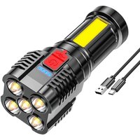 Tragbare Taschenlampe mit 5 LEDs und hoher Helligkeit, wiederaufladbar über USB, Arbeitsleuchte mit Seitenlicht, 4 Beleuchtungsmodi, für Camping, von AIMOONSA