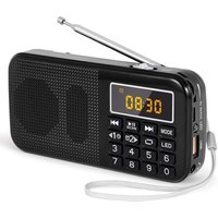 Tragbares Radio, UKW-Radio mit wiederaufladbarem Akku mit großer Kapazität (3000 mAh), unterstützt MP3 / SD / USB / AUX, Schwarz-AIMOONSA von AIMOONSA