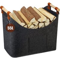 XL Holzkorb Filzkorb für extra großes Brennholz aus Filz als Einkaufskorb, Holz, Zeitung oder Kaminholz von AIMOONSA