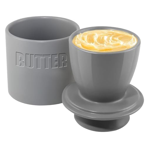 AIMUMEIF Butterglocke Butterdose Keramik,300ml Französische Butterdose Butterfass,Wassergekühlt Buttertopf Butterbehälter mit Deckel für Frische und Streichfähige Butter von AIMUMEIF