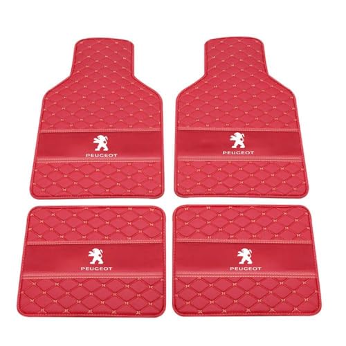 AIMXGBPS Auto Leder Fußmatten Fussmatten für Peugeot 408X (P54) 2023 2024 2025 Allwetter Antirutschmatte Anpassen Teppiche Fussmatten Protection Zubehör,Normal-Redstyle von AIMXGBPS