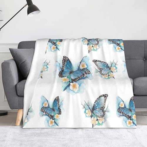 Blauer Schmetterling auf Blüten, Blumendruck, 127 x 152 cm, weich, mikropillingresistent, warme und leichte Decke Blauer Schmetterling auf Blüten, Blumendruck, 127 x 152 cm, weich, mikropillingresistent, warme und leichte Decke von AIMeinn