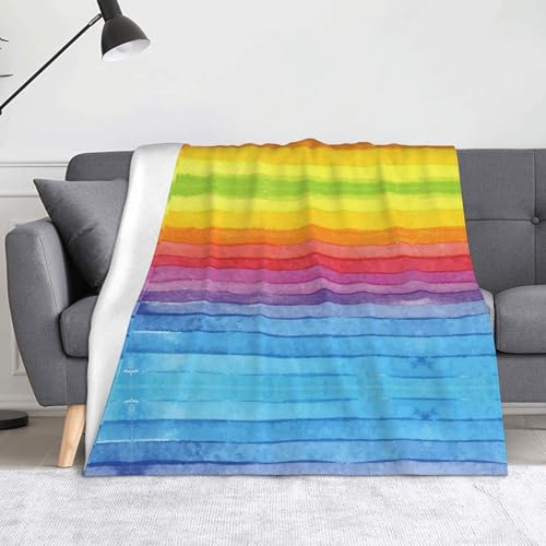 Bunte Regenbogenstreifen-Druck, 127 x 152 cm, weich, mikropillingresistent, Überwurf, Decke, warm, leicht Bunte Regenbogenstreifen-Druck, 127 x 152 cm, weich, mikropillingresistent, Überwurf, Decke, warm, leicht von AIMeinn