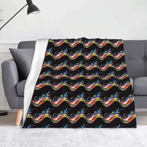 Farbenfroher Musikdruck, 127 x 152 cm, weich, mikropillingresistent, Überwurf, Decke, warm, leicht Farbenfroher Musikdruck, 127 x 152 cm, weich, mikropillingresistent, Überwurf, Decke, warm, leicht von AIMeinn