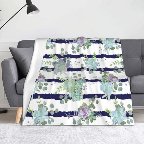 Gestreifter Sukkulenten-Druck, 127 x 152 cm, weiche, mikropillingresistente Überwurfdecke, warme, leichte Decke Gestreifter Sukkulenten-Druck, 127 x 152 cm, weiche, mikropillingresistente Überwurfdecke, warme, leichte Decke von AIMeinn