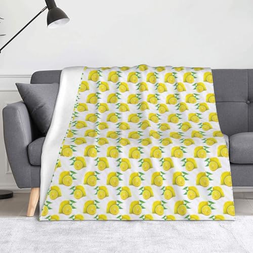 Überwurf, weich, mikropillingresistent, warm, leicht, 127 x 152 cm, Gelb mit Zitronenmuster Überwurf, weich, mikropillingresistent, warm, leicht, 127 x 152 cm, Gelb mit Zitronenmuster von AIMeinn