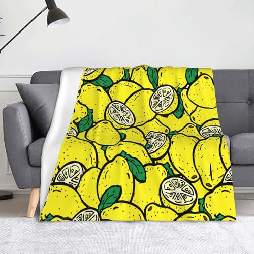 Überwurf, weich, mikropillingresistent, warm, leicht, 127 x 152 cm, Gelb mit Zitronenmuster Überwurf, weich, mikropillingresistent, warm, leicht, 127 x 152 cm, Gelb mit Zitronenmuster von AIMeinn