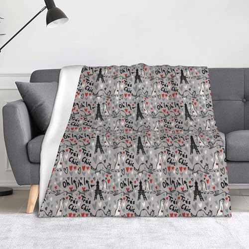 Überwurfdecke, französisches Modell, Frettchen-Druck, 127 x 152 cm, weich, mikropillingresistent, warm, leicht von AIMeinn