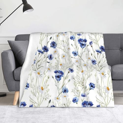 Überwurfdecke mit Blumen und Kornblumen, Gänseblümchen, 127 x 152 cm, weich, mikropillingresistent, warm, leicht Überwurfdecke mit Blumen und Kornblumen, Gänseblümchen, 127 x 152 cm, weich, mikropillingresistent, warm, leicht von AIMeinn