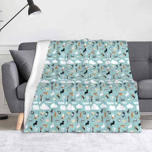 Überwurfdecke mit Motiv "Raining Cats & Dogs", weich, mikropillingresistent, warm, leicht, 127 x 152 cm Überwurfdecke mit Motiv "Raining Cats & Dogs", weich, mikropillingresistent, warm, leicht, 127 x 152 cm von AIMeinn