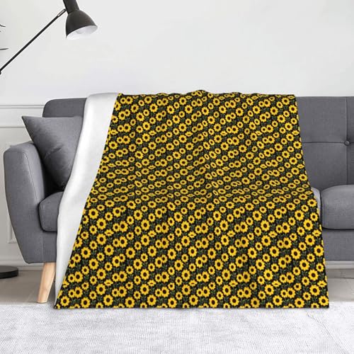 Überwurfdecke mit floralem Sonnenblumendruck, 127 x 152 cm, weich, fusselfrei, warm, leicht Überwurfdecke mit floralem Sonnenblumendruck, 127 x 152 cm, weich, fusselfrei, warm, leicht von AIMeinn