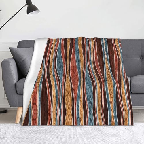 Weiche Überwurfdecke mit bunten Streifen, 127 x 152 cm, weich, fusselfrei, warm, leicht von AIMeinn
