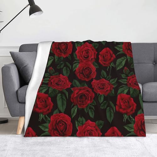 Weiche Überwurfdecke mit rotem Rosenmuster, 127 x 152 cm, weich, fusselfrei, warm, leicht Weiche Überwurfdecke mit rotem Rosenmuster, 127 x 152 cm, weich, fusselfrei, warm, leicht von AIMeinn