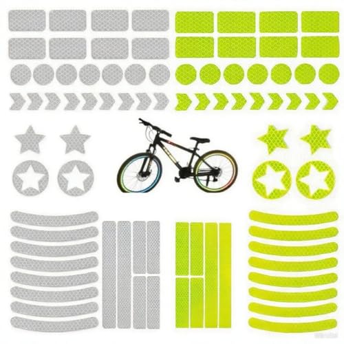 AINIUNIU 84 Stück Reflektoren Aufkleber, Fahrrad Reflektoren Aufkleber, Waben Reflektierende Sticker Set Warnstreifen Passend für Fahrräder Helme Kinderwagen Gepäck von AINIUNIU