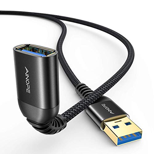 2 Stück 1M+1M USB Verlängerung Kabel AINOPE USB 3.0 Verlängerungskabel A Stecker auf A Buchse mit eleganten Alluminiumsteckern, Nylon Stoffmantel für Kartenlesegerät,Tastatur, Drucker, Scanner, Kamera von AINOPE