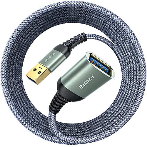 AINOPE 2M USB Verlängerung Kabel Gray, Typ-A-Stecker auf Buchse USB 3.0-Verlängerungskabel High Data Transfer Kompatibel mit Webcam, Gamepad, USB-Tastatur, Flash-Laufwerk, Festplatte, Drucker von AINOPE