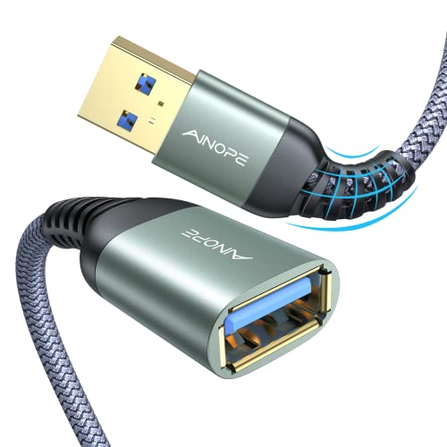 AINOPE 0.5M USB Verlängerung Kabel USB 3.0 Verlängerungskabel A Stecker auf A Buchse mit eleganten Alluminiumsteckern, Nylon Stoffmantel für Kartenlesegerät,Tastatur, Drucker, Scanner, Kamera von AINOPE