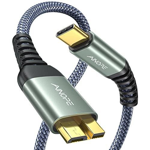 AINOPE 10 Gbit/s Micro B auf USB C Festplattenkabel, 0,5 m, [Nylon geflochten] USB C auf Micro B Kabel, USB C auf externes Festplattenkabel für Seagate WD Westgate, MacBook Air M2 Pro von AINOPE