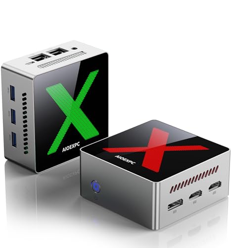 AIOEXPC Mini PC Ιntel Alder Lake N100,Mini PC Windows 11 Pro LPDDR5 16GB RAM 512GB SSD,WiFi6,BT5.2,Mini Desktop PC 2xHDMI,1xDP,4K UHD,Mini Computer mit 3 RGB-Lichtmodi für Büro/Heim/Geschäft von AIOEXPC