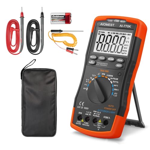 AIOMEST AI-770K Automotive Digital Multimeter Engine Analyzer, True-RMS 6000 Count DMM Meter für Dwell Angle, RPM, Injection Pulse, AC/DC Amps Volt Ohm Temperatur Multi-Tester von AIOMEST