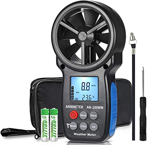 AIOMEST Digital Anemometer, Windmesser Windmessgerät Barometer Handheld,100WM CFM Wind Speed Meter für Windgeschwindigkeit Temperatur Wind Chill Tester für Feuchtigkeit Altitude, Drohnenflug HVAC von AIOMEST