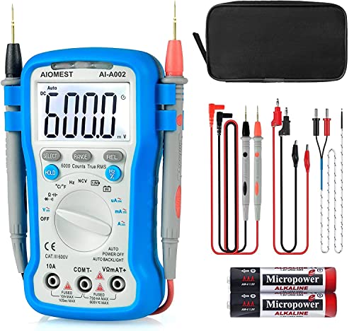 Digitales Multimeter, 6.000 Counts TRMS automatische Reichweite, elektrisches Messgerät, Multitester für AC/DC Strom, Spannung, Widerstand, Kapazität, Frequenz/Einschaltung, Diode/hFE, NCV von AIOMEST