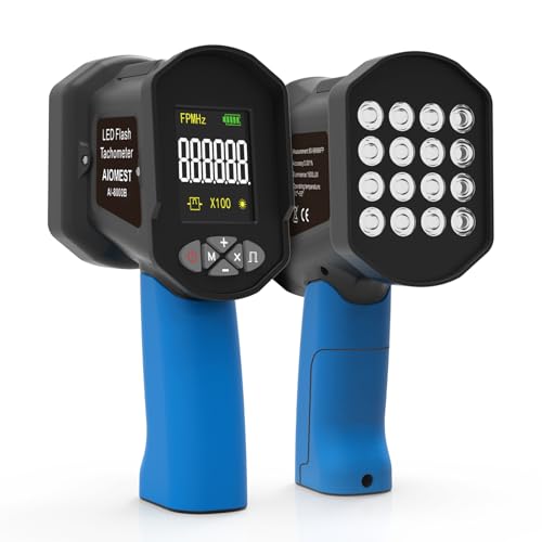 AIOMEST Digitales LED Stroboskop Tachometer Messung 60~100,000 RPM/Hz, Wiederaufladbare Berührungslose Tachometer Einstellbare Strobe Licht Timing Tachomete für die Rotation des Zahnraddrucks von AIOMEST