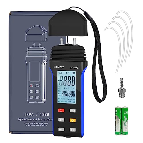 AIOMEST Manometer Manómetro Digital, AI-189B Manometro Presion Medidor de Gasoil Deposito de presión de medidor HVAC con pantalla LCD grande y 11 unidades de medida (±206 kPa/±30 psi) von AIOMEST