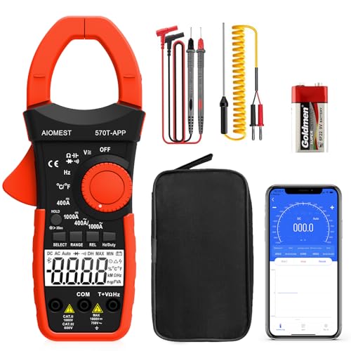 AIOMEST Stromzange, Strommessgerät AC/DC Strom: 0-1000A, 570T-APP strommesszange True-RMS 4000 Counts Auto-Ranging, misst Spannung Multimeter AC/DC Spannung, Widerstand, Ohm von AIOMEST