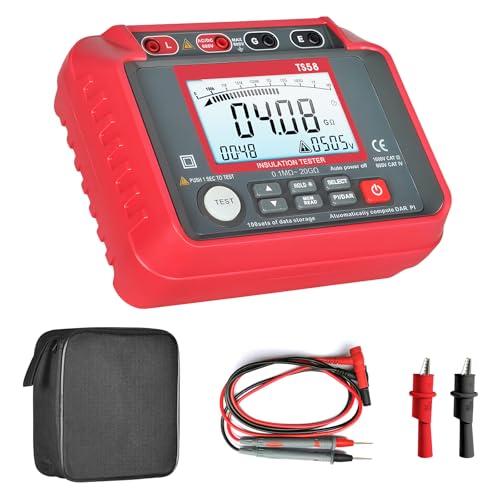 AIOMEST isolationsmessgerät, 2000 Zählt T0-TS58 Isolationsmesser Isolationswiderstandstester Megohmmeter Widerstandsmessgeräte DC/AC10~600V, 0.1MΩ~20GΩ für Kabel, Elektrische Geräte von AIOMEST