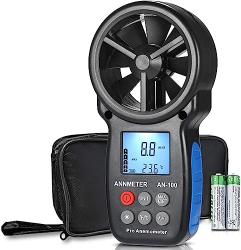 AIOMEST AI-100 Digital Anemometer, Windmesser Windmessgerät Handheld, Windmesser CFM Wind Speed Meter für Windgeschwindigkeit Temperatur Wind Chill Tester, HVAC von AIOMEST