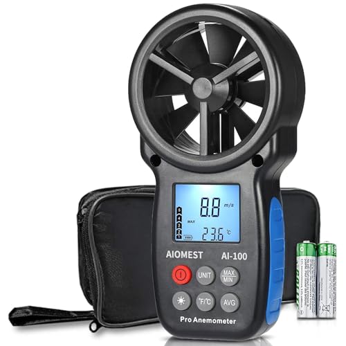 AIOMEST Digital Anemometer, Windmesser Windmessgerät Handheld, AI-100 Windmesser CFM Wind Speed Meter für Windgeschwindigkeit Temperatur Wind Chill Tester, HVAC von AIOMEST