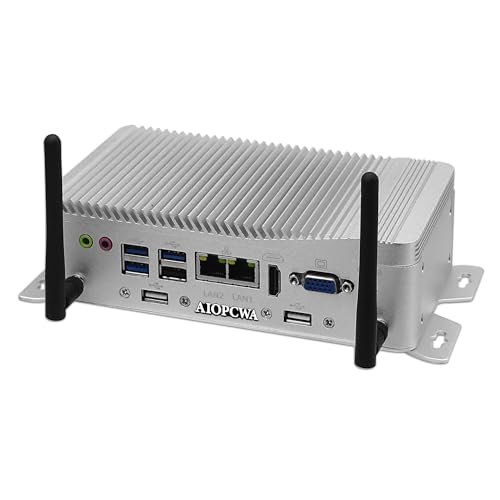 AIOPCWA Industrial N100 Mini PC Fanless, 6 x COM RS232 (2 for RS485/RS422) Embedded Micro Computer, 2 x 2.5GbE LAN, Barebone (No RAM/SSD/OS), WLAN/BT, HD/VGA, SIM, Winos/Linux von AIOPCWA