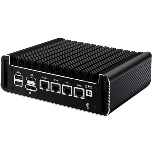 AIOPCWA Micro Firewall Appliance, Mini PC, Core i3 N305 Fanless Router PC, 4 x 2.5GbE i226V LAN, lüfterlos, Support Opnsense, Linux, Barebone, NO RAM, NO Storage, Without OS von AIOPCWA