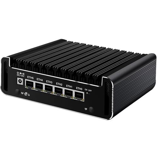 AIOPCWA Micro Firewall Appliance, Mini PC, Core i3 N305 Fanless Router PC, 6 x 2.5GbE i226V LAN, lüfterlos, Support Opnsense, Linux, Barebone, NO RAM, NO Storage, Without OS von AIOPCWA