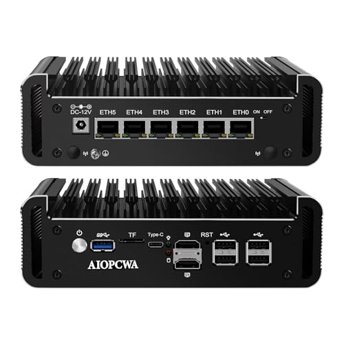 AIOPCWA Micro Firewall Appliance, Mini PC, i3 N305 Fanless Router PC, 6 x 2.5GbE i226V LAN, lüfterlos, Support Opnsense, Linux Ubuntu, Windows 11 Pro, 32GB DDR5 RAM 2TB M.2 NVMe SSD von AIOPCWA