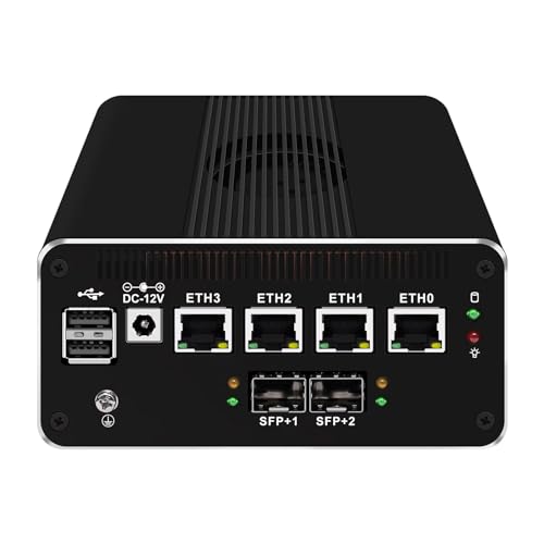 AIOPCWA Mini PC Router Micro Firewall Appliance, 10GbE SFP+, Alder Lake N100, OPNsense Hardware, 4 x i226V 2.5GbE LAN Ports, Windows 11 Pro DDR5 16GB RAM 128GB NVMe SSD von AIOPCWA