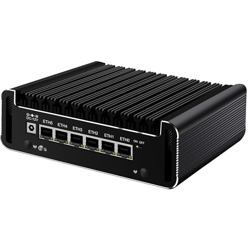 AIOPCWA N150 Mini PC Firewall Appliance (N100 Upgrade), Fanless Mini Computer with 6 x i226-V 2.5GbE LAN, OPNsense Micro PC DDR5 NO RAM/SSD/OS, 2-NVMe, SATA, USB-C, USB3.2, TF von AIOPCWA