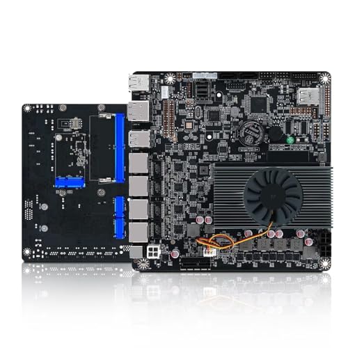 AIOPCWA NAS Motherboard, 6 Bay, Alder Lake N100 4C 4T TDP6W, Mini Itx, 4× I226V 2.5GbE LAN, DDR5 16GB RAM 128GB NVMe SSD, 1 × SFF-8643, PCIe×1, DP + HD(4K@60Hz) Dual Display von AIOPCWA