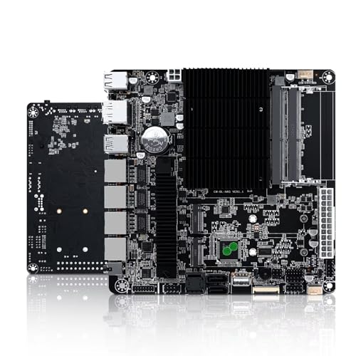 AIOPCWA NAS Motherboard, 6 Bay, Celeron J4125 4 Cores 4 Threads TDP10W, Mini Itx, 4 × I226V 2.5GbE LAN, DDR4 8GB RAM 256GB NVMe SSD, 1 × SFF-8643, DP + HD(4K@30Hz) Dual Display von AIOPCWA
