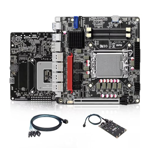 AIOPCWA Q670 LGA 1700 NAS Mainboard 6 Bay, 4 x i226 2.5GbE LAN Mini ITX Motherboard with 6× SATA3.0, 6× NVMe PC Motherboards with DDR5 32GB RAM 1TB SSD, PCIe x16 (with Adapters) von AIOPCWA