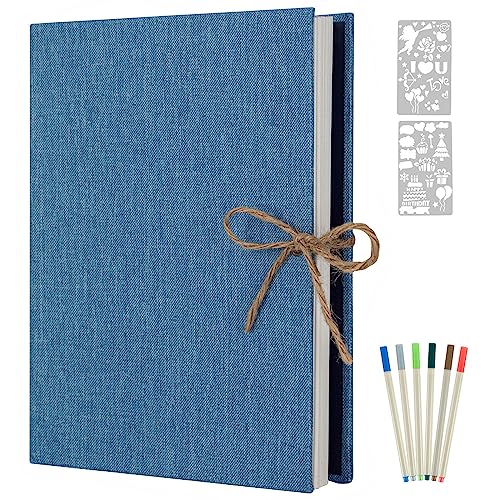 AIOR Selbstklebende Fotoalbum Einkleben und zum Selbstgestalten, Leinen Fotoalben Scrapbook 60 Weißen Seiten, Retro Nachfüllbar Fotobuch, Geburtstag Jahrestag Geschenk (Blau) von AIOR