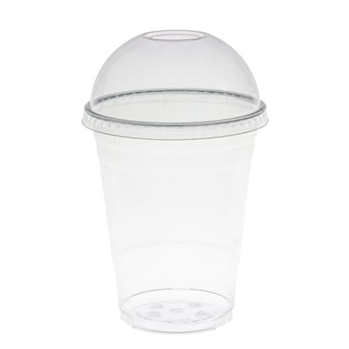 AIOS Smoothie-Becher mit Kuppeldeckel, aus robustem, recycelbarem PET (300 ml), 50 Stück von AIOS