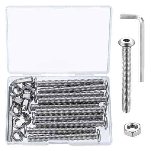 M3 Schrauben Set, M8 x 70 mm Innensechskantschrauben Muttern Set, Flachkopfschrauben und Muttern, Edelstahl Innensechskant mit Muttern Set, Maschinenschrauben Sortiment, mit Sechskantschlüssel von AIOUHMYM