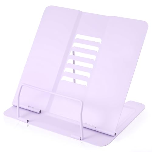 Verstellbarer Buchständer Metall, Faltbarer Buchhalter Leseständer Kinder Buch Halterung, 45°-60° Verstellbarer Kochbuchhalter für Rezept Lehrbüchern Dokument Schule, Küche und Büro(Lila) von AIOUHMYM