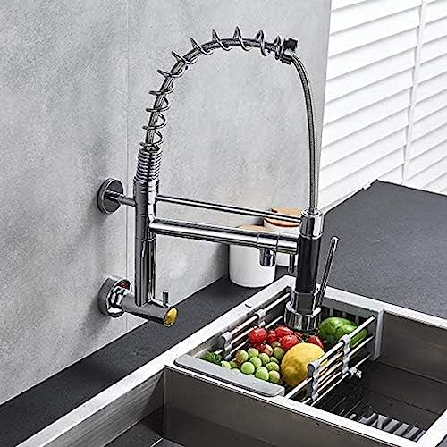 Kitchen -Wasserhahn Wandmischungsmischer Tap Chrom 360 Grad Rotation Pulldown Stream Sprayer Taps von AIPASTN