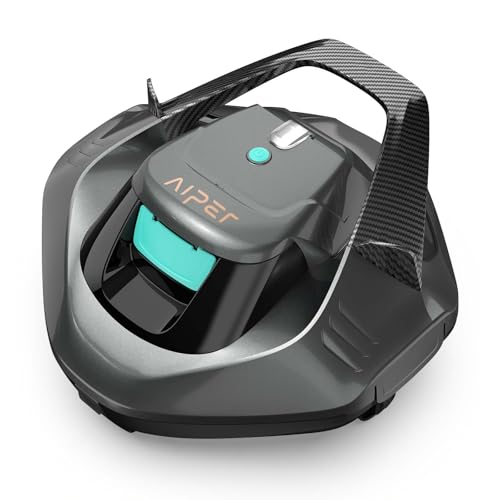 AIPER Poolroboter, Kabellos Poolsauger Akku, Bodensauger mit 90 Min Laufzeit, Automatisches Parken, Dual-Antriebsmotoren & LED-Anzeigen, Ideal für Flachem Boden Pool bis zu 80 m² von AIPER